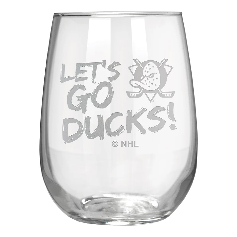 Anaheim Ducks Etched 17oz. Rally Cry Stemless Wine Glass