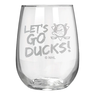 Anaheim Ducks Etched 17oz. Rally Cry Stemless Wine Glass