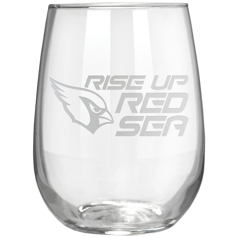 Arizona Cardinals Etched 17oz. Rally Cry Stemless Wine Glass