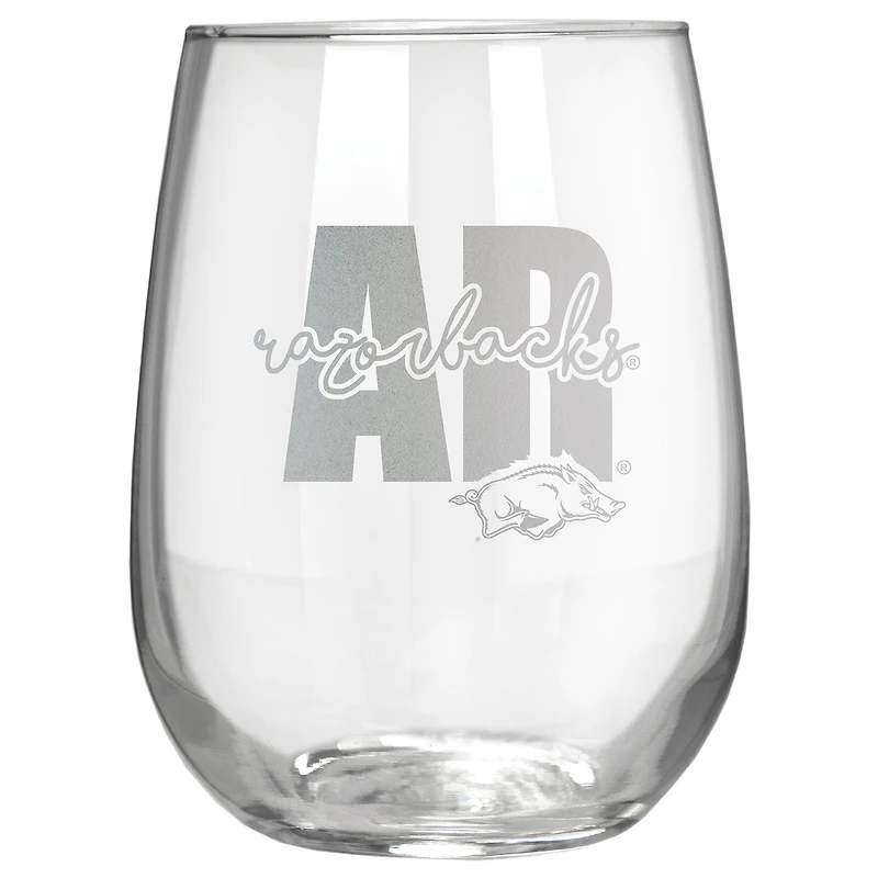 Arkansas Razorbacks Etched 17oz. City Stemless Wine Glass