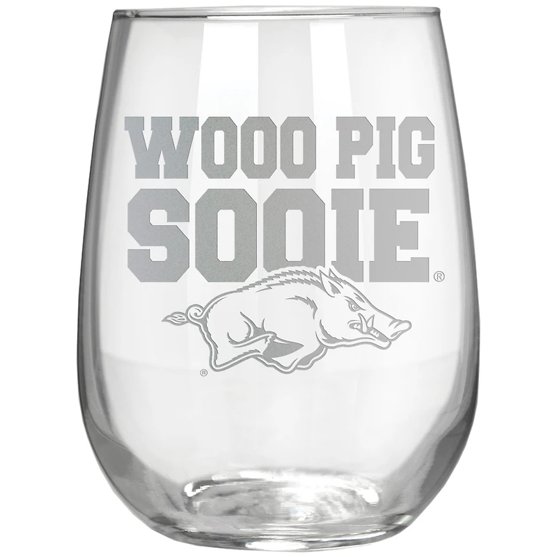 Arkansas Razorbacks Etched 17oz. Rally Cry Stemless Wine Glass