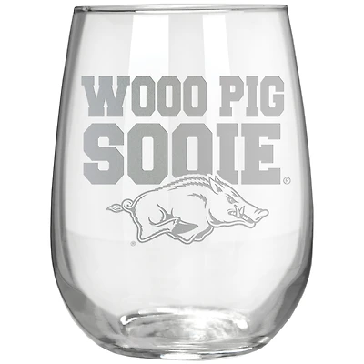 Arkansas Razorbacks Etched 17oz. Rally Cry Stemless Wine Glass