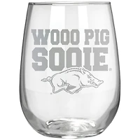 Arkansas Razorbacks Etched 17oz. Rally Cry Stemless Wine Glass
