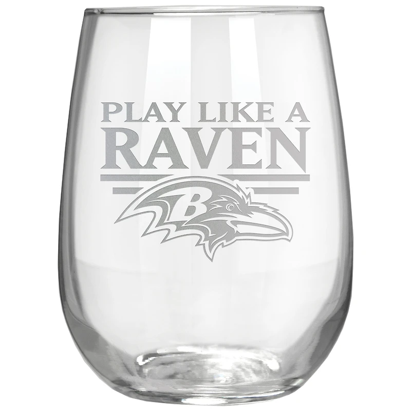 Baltimore Ravens Etched 17oz. Rally Cry Stemless Wine Glass