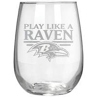 Baltimore Ravens Etched 17oz. Rally Cry Stemless Wine Glass