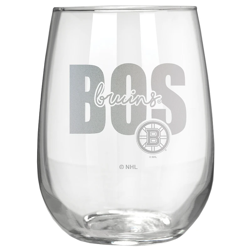 Boston Bruins Etched 17oz. City Stemless Wine Glass