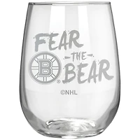 Boston Bruins Etched 17oz. Rally Cry Stemless Wine Glass