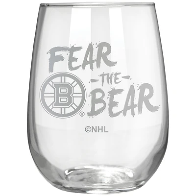Boston Bruins Etched 17oz. Rally Cry Stemless Wine Glass