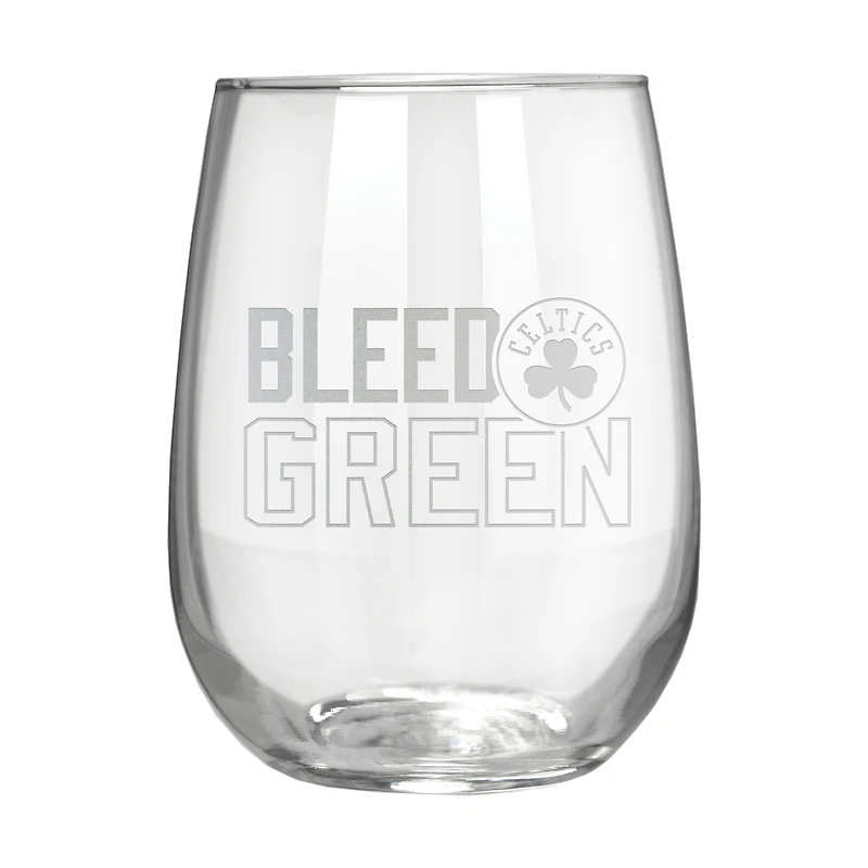 Boston Celtics Etched 17oz. Rally Cry Stemless Wine Glass