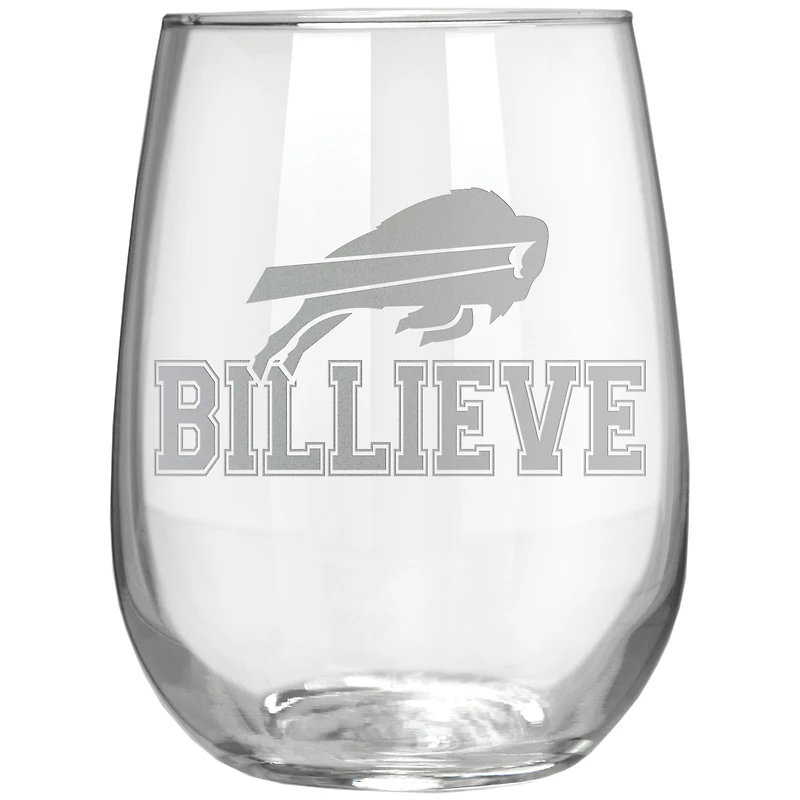 Buffalo Bills Etched 17oz. Rally Cry Stemless Wine Glass