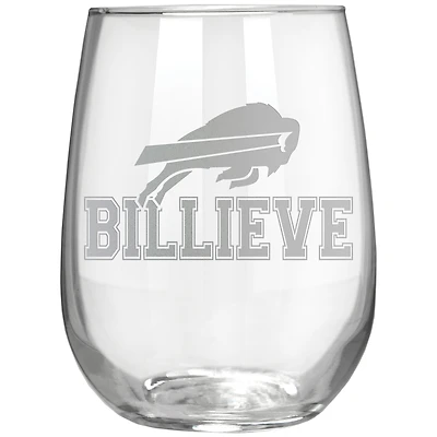 Buffalo Bills Etched 17oz. Rally Cry Stemless Wine Glass