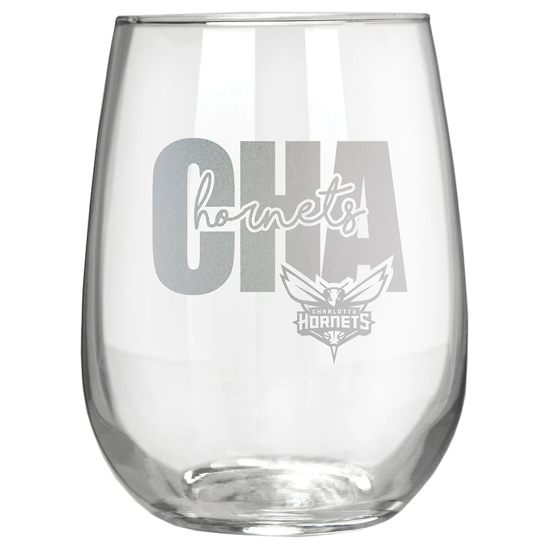 Charlotte Hornets Etched 17oz. City Stemless Wine Glass