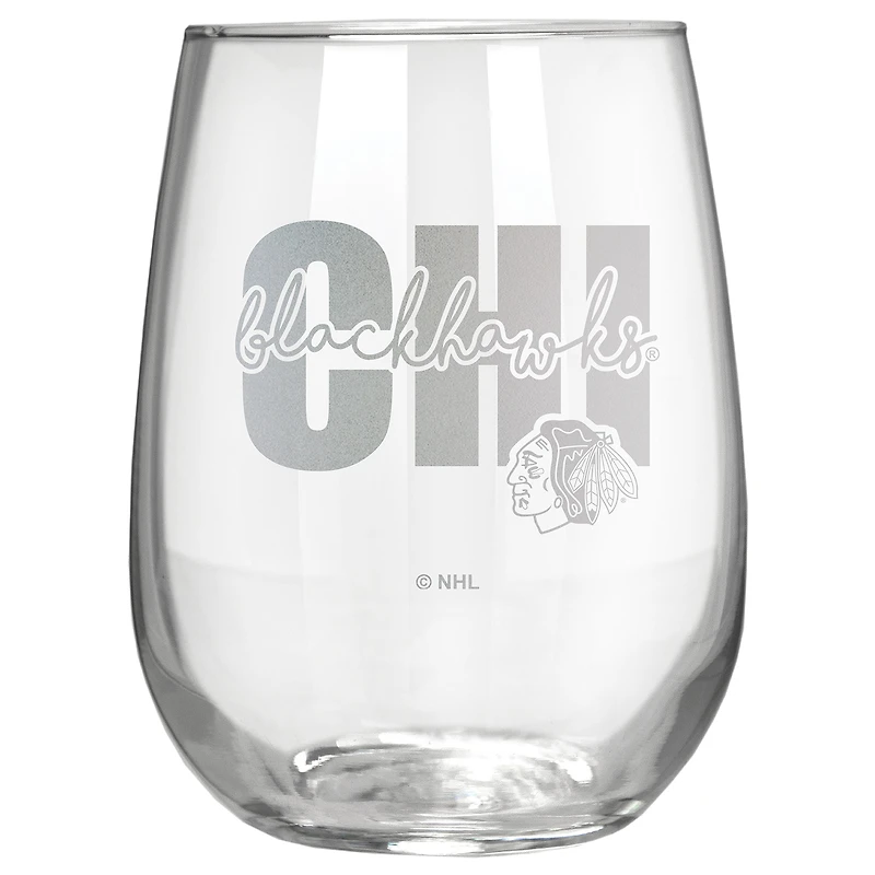 Chicago Blackhawks Etched 17oz. City Stemless Wine Glass