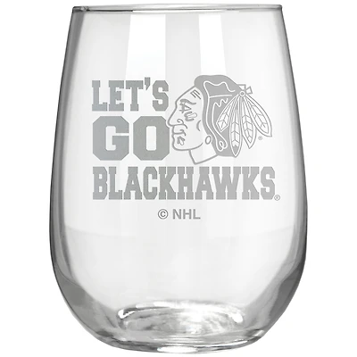 Chicago Blackhawks Etched 17oz. Rally Cry Stemless Wine Glass