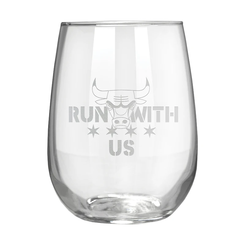 Chicago Bulls Etched 17oz. Rally Cry Stemless Wine Glass