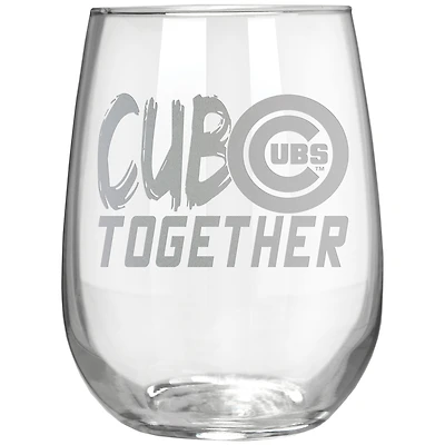 Chicago Cubs Etched 17oz. Rally Cry Stemless Wine Glass