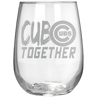 Chicago Cubs Etched 17oz. Rally Cry Stemless Wine Glass