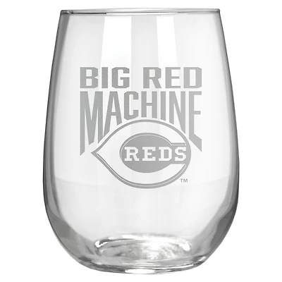 Cincinnati Reds Etched 17oz. Rally Cry Stemless Wine Glass