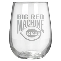 Cincinnati Reds Etched 17oz. Rally Cry Stemless Wine Glass