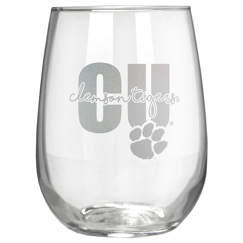 Clemson Tigers Etched 17oz. City Stemless Wine Glass