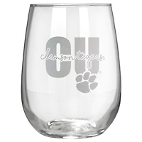 Clemson Tigers Etched 17oz. City Stemless Wine Glass