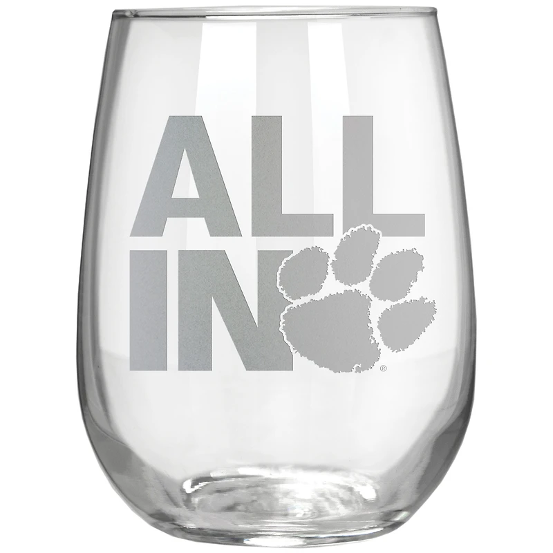 Clemson Tigers Etched 17oz. Rally Cry Stemless Wine Glass