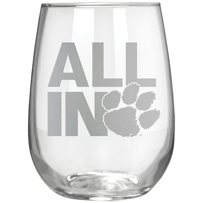 Clemson Tigers Etched 17oz. Rally Cry Stemless Wine Glass