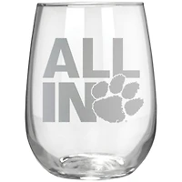 Clemson Tigers Etched 17oz. Rally Cry Stemless Wine Glass