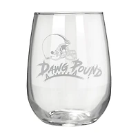 Cleveland Browns Etched 17oz. Rally Cry Stemless Wine Glass