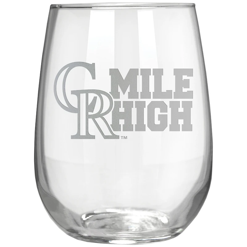 Colorado Rockies Etched 17oz. Rally Cry Stemless Wine Glass