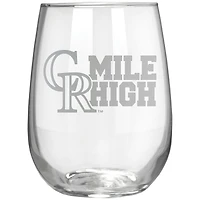 Colorado Rockies Etched 17oz. Rally Cry Stemless Wine Glass