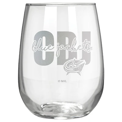 Columbus Blue Jackets Etched 17oz. City Stemless Wine Glass