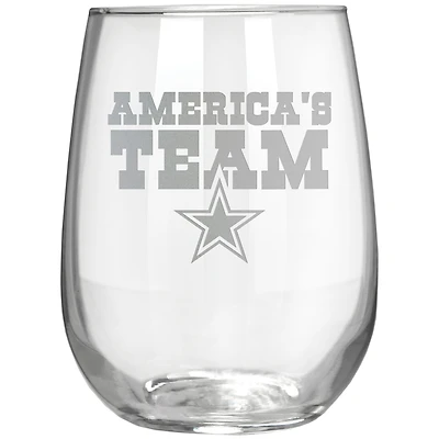 Dallas Cowboys Etched 17oz. Rally Cry Stemless Wine Glass