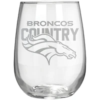 Denver Broncos Etched 17oz. Rally Cry Stemless Wine Glass