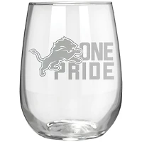 Detroit Lions Etched 17oz. Rally Cry Stemless Wine Glass