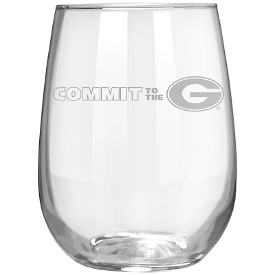 Georgia Bulldogs Etched 17oz. Rally Cry Stemless Wine Glass