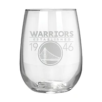 Golden State Warriors Etched 17oz. Rally Cry Stemless Wine Glass
