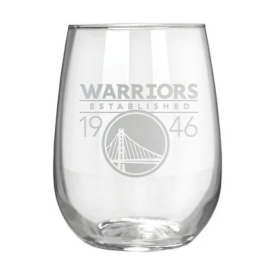 Golden State Warriors Etched 17oz. Rally Cry Stemless Wine Glass