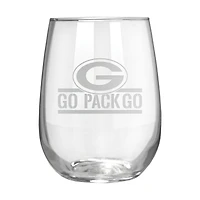 Green Bay Packers Etched 17oz. Rally Cry Stemless Wine Glass
