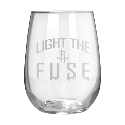 Houston Rockets Etched 17oz. Rally Cry Stemless Wine Glass