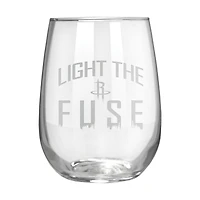 Houston Rockets Etched 17oz. Rally Cry Stemless Wine Glass