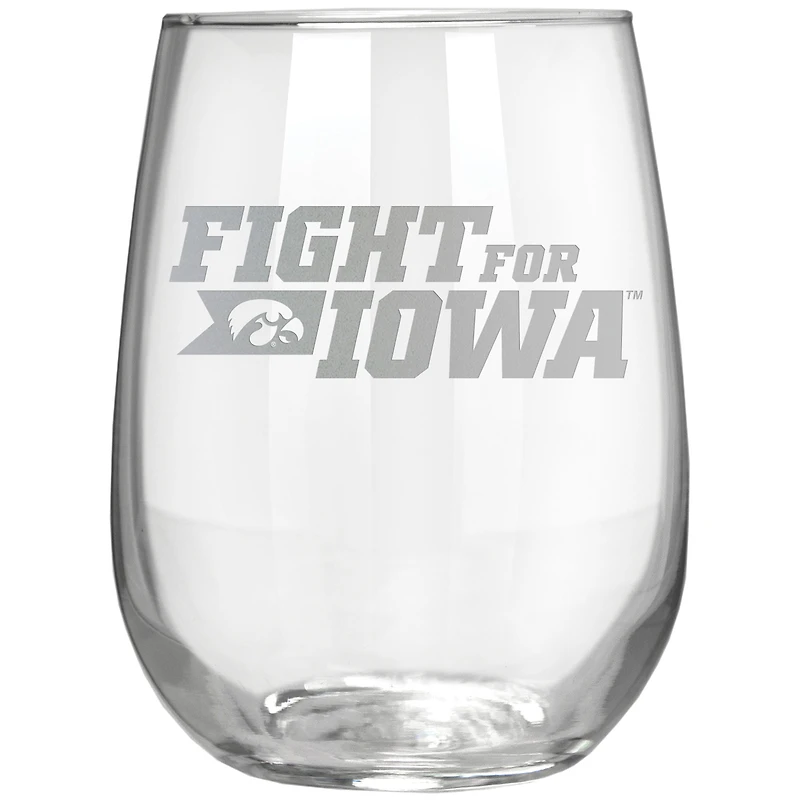 Iowa Hawkeyes Etched 17oz. Rally Cry Stemless Wine Glass