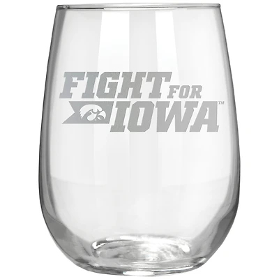 Iowa Hawkeyes Etched 17oz. Rally Cry Stemless Wine Glass