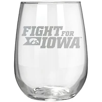 Iowa Hawkeyes Etched 17oz. Rally Cry Stemless Wine Glass