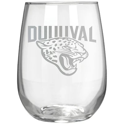 Jacksonville Jaguars Etched 17oz. Rally Cry Stemless Wine Glass