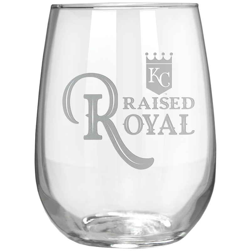 Kansas City Royals Etched 17oz. Rally Cry Stemless Wine Glass