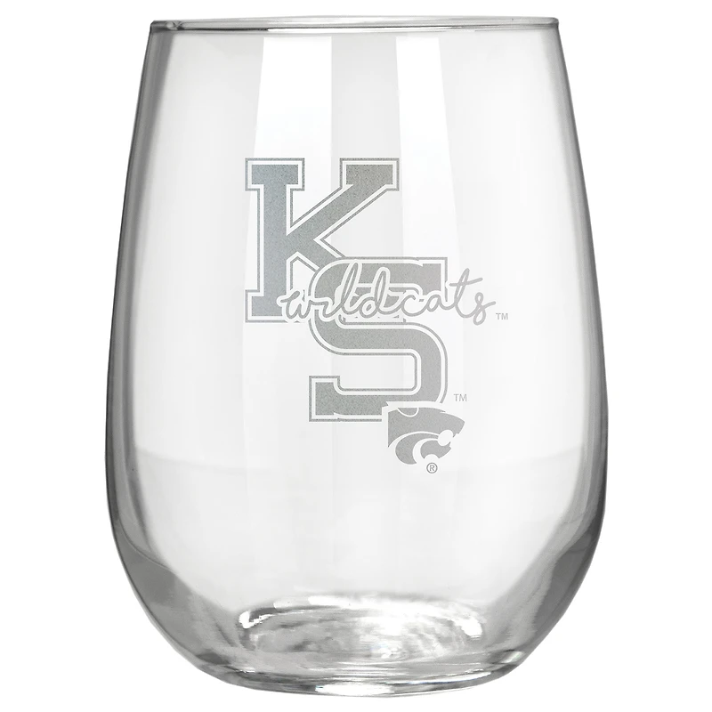 Kansas State Wildcats Etched 17oz. City Stemless Wine Glass