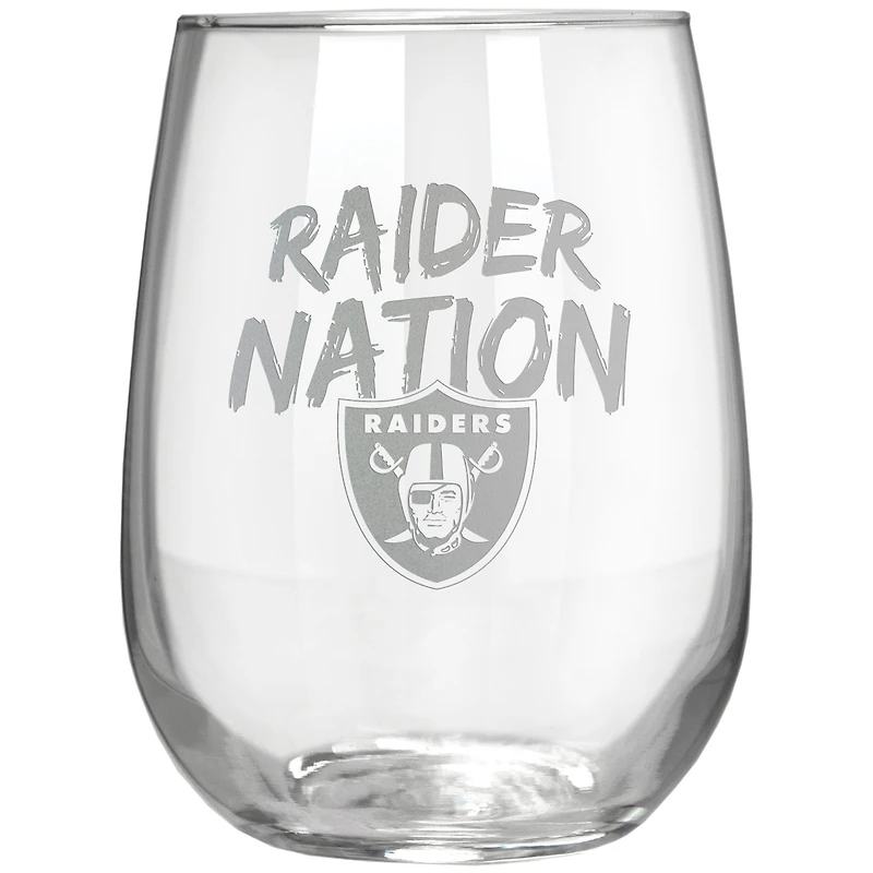 Las Vegas Raiders Etched 17oz. Rally Cry Stemless Wine Glass