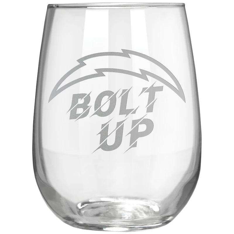 Los Angeles Chargers Etched 17oz. Rally Cry Stemless Wine Glass
