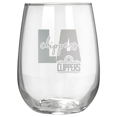 LA Clippers Etched 17oz. City Stemless Wine Glass